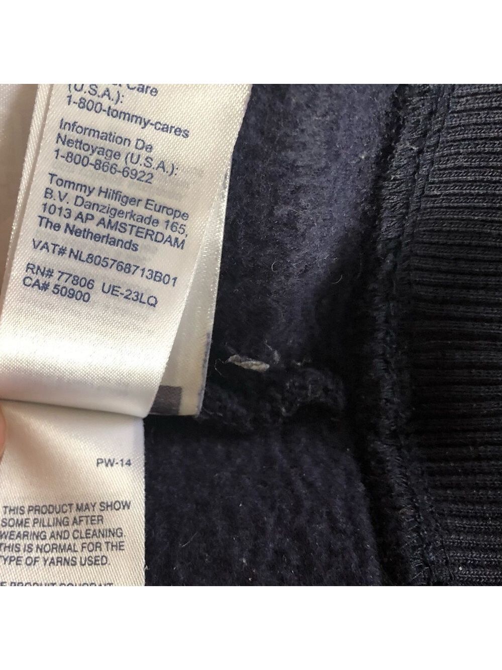 Tommy Hilfiger Navy Half-Zip Pullover with Embroidered Crest Size Small Preppy - Picture 9 of 10